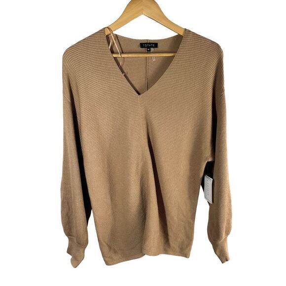 1.STATE Rib-Knit Bubble Long Sleeve Sweater Wild Oak
Size Medium Neutral - Picture 3 of 10